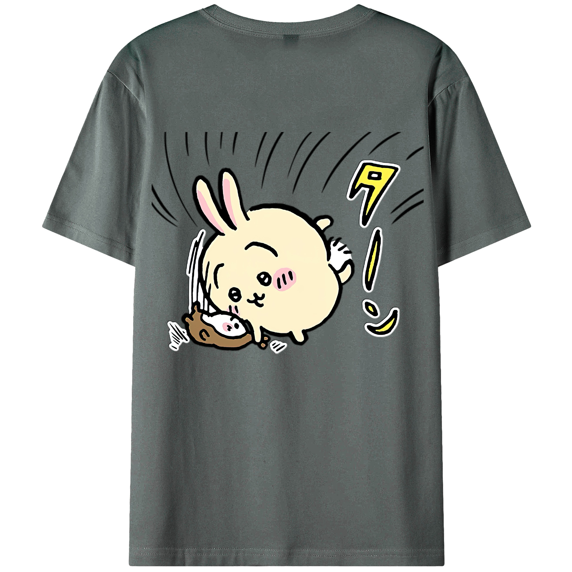 （画像用） ちいかわ うさぎ Chii-kawa usagi 綿100％半袖Tシャツ（背面プリント）